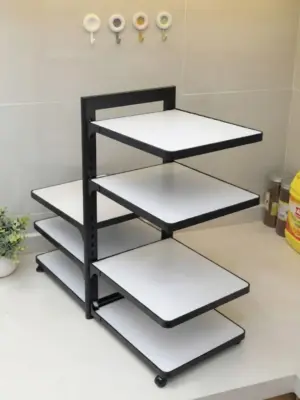 Adjustable Multi-Tier Kitchen Storage Rack and Cookware Organizer