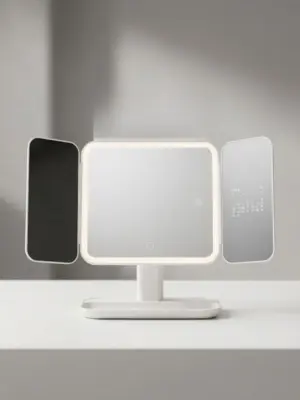 Foldable Tri-Fold LED Makeup Mirror