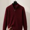 Classic Maroon Quarter-Zip Cable-Knit Pullover