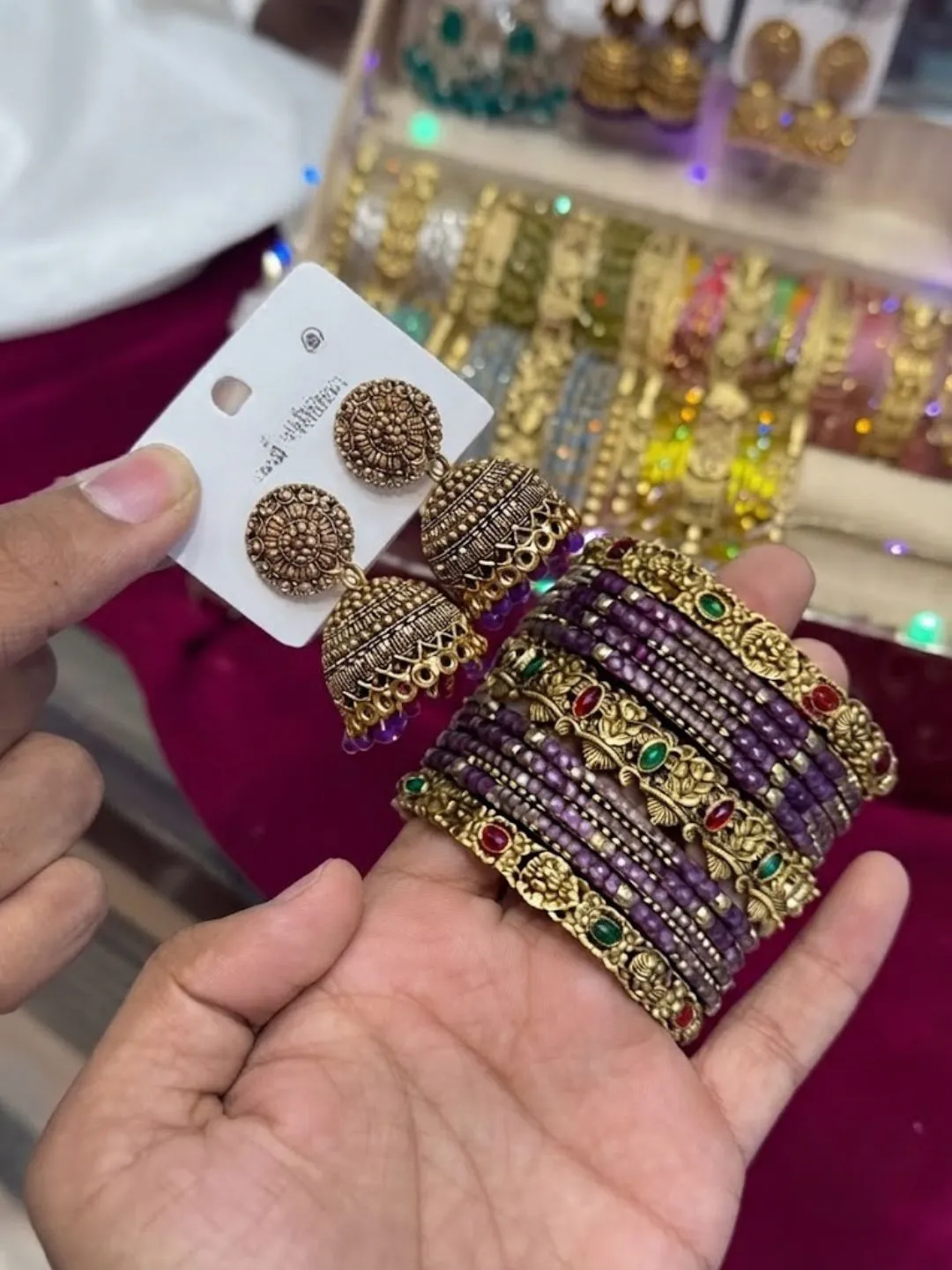 Royal Bridal Bangles and Matching Jhumka Earring Trunk Set - Image 2