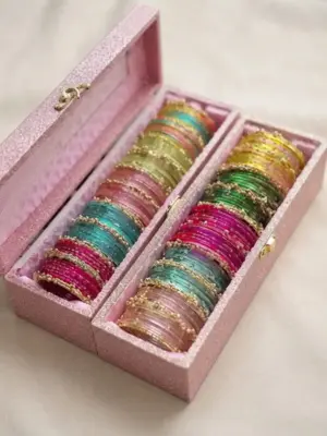 Sparkling Dual-Compartment Crystal Bangle Organizer Box Combo