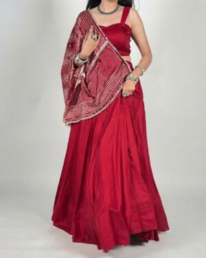 Monochrome Crimson Heritage Silk Lehenga Set