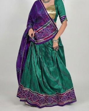 Tie-Dye Bandhani Patterned Lehanga Choli Ensemble