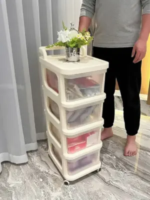 4-Tier Mobile Storage Cart with Clear Drawers