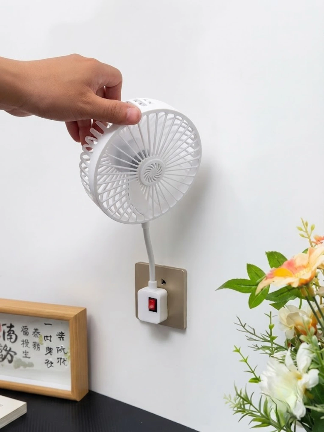 Plug-In Wall-Mounted 360-Degree Rotatable Mini Electric Fan - Image 2