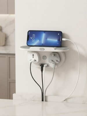 Multi-Socket Wall Tap Adapter with Built-in Shelf
