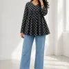 Monochrome Printed Peplum Top with Denims Combo