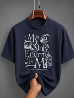 Navy Blue Graphic Oversized T-Shirt